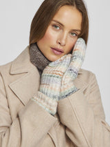 Mottled knitted mittens with fleece lining - Winter Pastels
