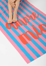 Beach Towel with "amore mio" Lettering - Blue/Pink