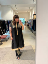 Summer Tunic with Embroidery - Black/Light Brown