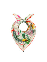 Silk Scarf with Floral Pattern - Beige/Multi