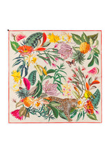 Silk Scarf with Floral Pattern - Beige/Multi