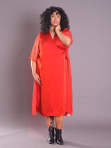 "Wrap Dress" - Allegro - Red Orange