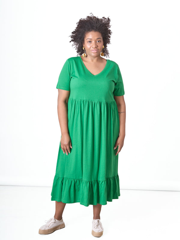 Midi-Kleid aus Bio-Baumwolle - Grün