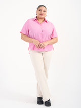 Gestreifte Bluse mit kurzem Arm - Rosa/Weiß