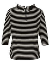 Gestreiftes Sweatshirt aus Baumwoll-Viskose-Mix - Schwarz/Off-White