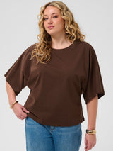 Lässig elegantes T-Shirt mit Kimono-Ärmel - Chocolate