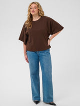 Lässig elegantes T-Shirt mit Kimono-Ärmel - Chocolate