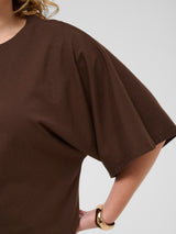 Lässig elegantes T-Shirt mit Kimono-Ärmel - Chocolate