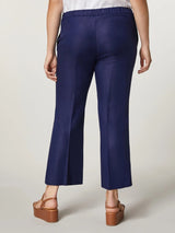 Kick-flare pants made of linen "Peggi" - dark blue