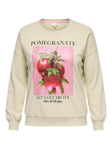 Sweatshirt mit Print "Pomegranate" - Beige/Pink/Rot
