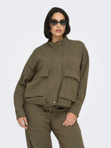 Leichte Jacke im Boxy-Fit - Khaki