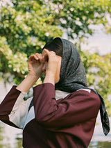 Patterned silk fabric - Black/White/Multi