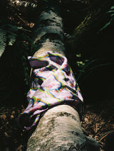 Patterned silk neckerchief - lilac/neon