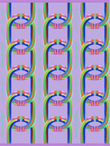 Patterned silk neckerchief - lilac/neon