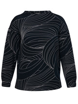 Elegantes Sweatshirt aus Scuba-Jersey - Dunkelblau/Weiß