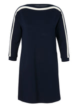 Sportliches Shift-Dress aus Scuba-Jersey - Dunkelblau/Weiß