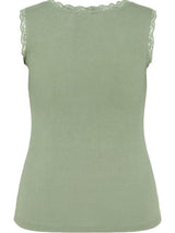 Tanktop mit Spitzen-Besatz - Salbei