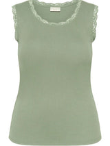 Tanktop mit Spitzen-Besatz - Salbei