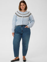 Cropped Barrel Jeans - Denimblau