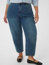 Cropped Barrel Jeans - Denimblau