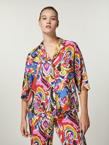 Gemusterte Bluse aus Leinenmix "Zefir" - Multi-Color