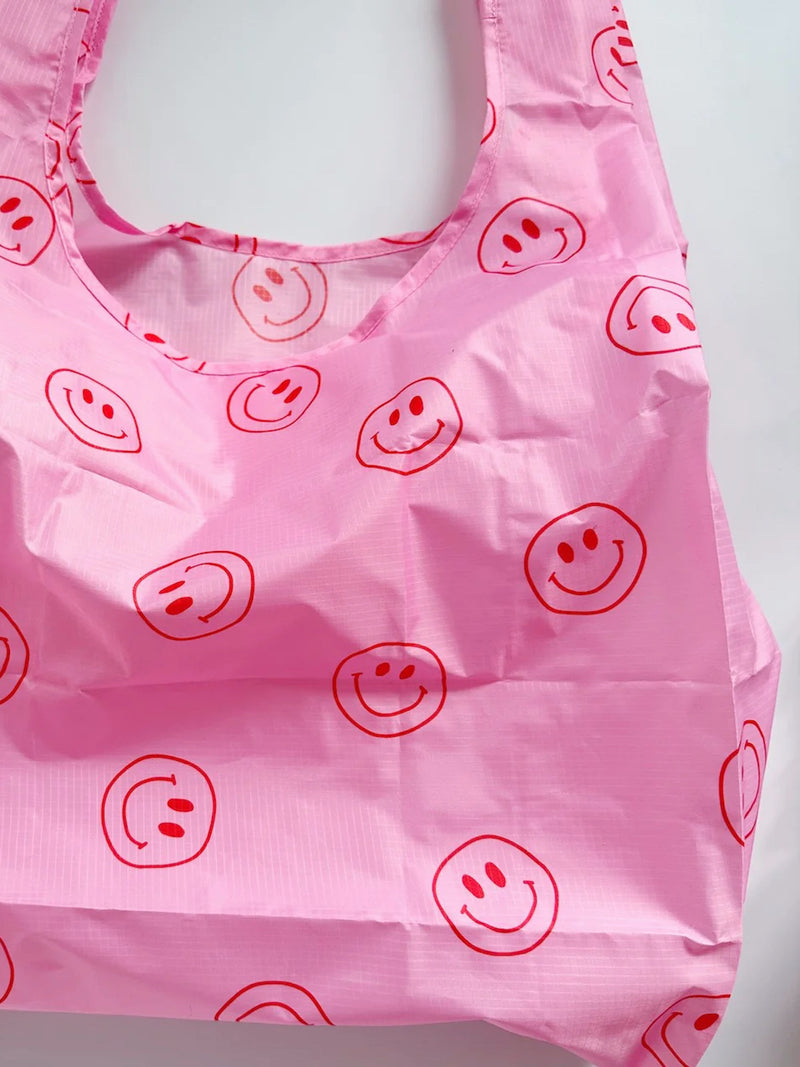 Reusable Shopping Bag - Pink Smiley