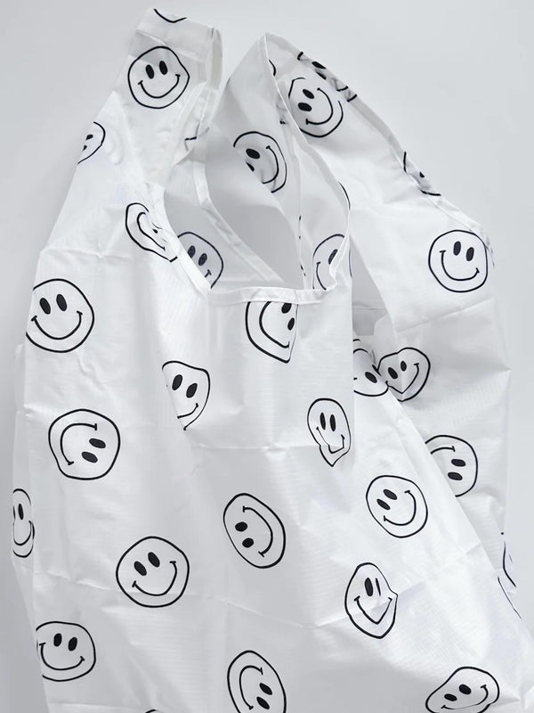 Reusable Shopping Bag - White Smiley