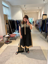 Summer Tunic with Embroidery - Black/Light Brown