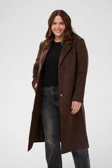 Eleganter Mantel aus Woll-Mix - Dunkelbraun