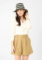Striped Straw Hat - Black/White