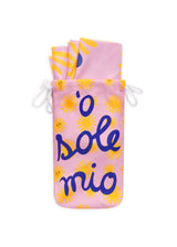 Beach Towel with "o sole mio" Lettering - Purple/Yellow