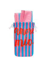Beach Towel with "amore mio" Lettering - Blue/Pink