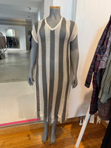 Sommerliches Häkelkleid mit Fransen - Off-White/Khaki
