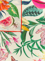 Silk Scarf with Floral Pattern - Beige/Multi