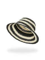 Striped Straw Hat - Black/White