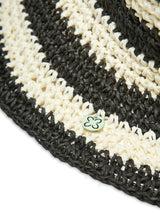 Striped Straw Hat - Black/White