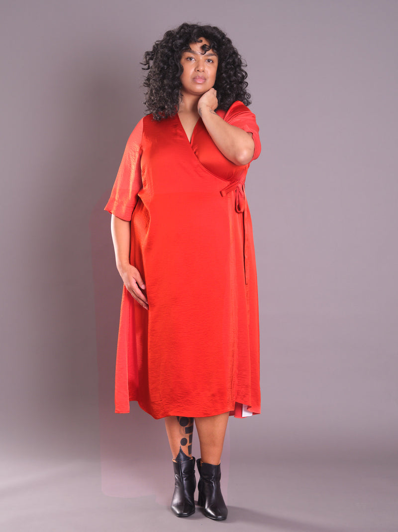 "Wrap Dress" Allegro - Red Orange