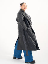 Trenchcoat - Vigaccio Leder - Schwarz