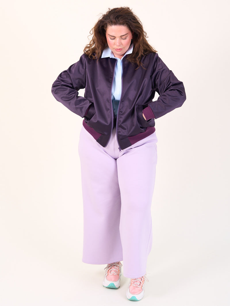Satin Bomber Jacket - Aubergine
