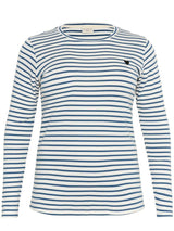 Striped long-sleeve shirt with heart - ice blue/white