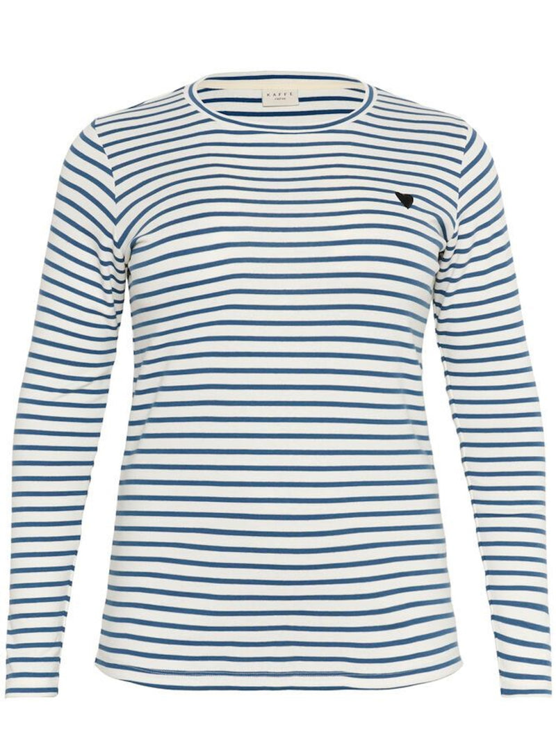 Striped long-sleeve shirt with heart - ice blue/white
