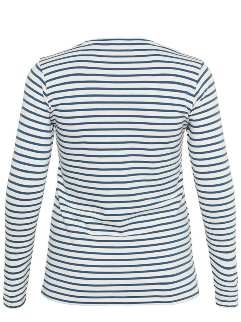 Striped long-sleeve shirt with heart - ice blue/white