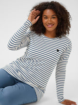 Striped long-sleeve shirt with heart - ice blue/white