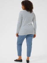 Striped long-sleeve shirt with heart - ice blue/white