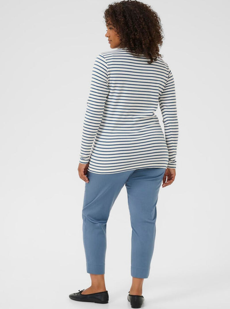 Striped long-sleeve shirt with heart - ice blue/white