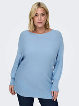 Only Carmakoma Curvy Fashion Rippstrick Pullover hellblau