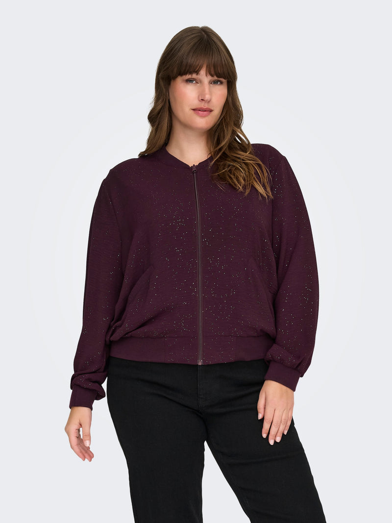 Leichte festliche Blousonjacke mit Glitzer Effekt - Bordeaux/Silber