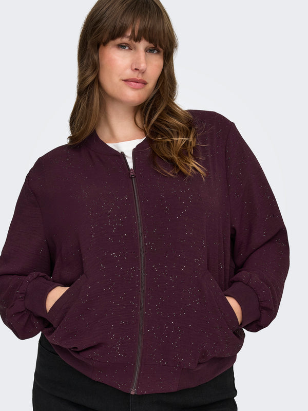 Leichte festliche Blousonjacke mit Glitzer Effekt - Bordeaux/Silber