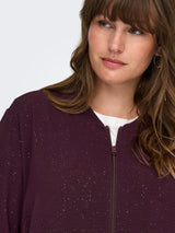 Leichte festliche Blousonjacke mit Glitzer Effekt - Bordeaux/Silber