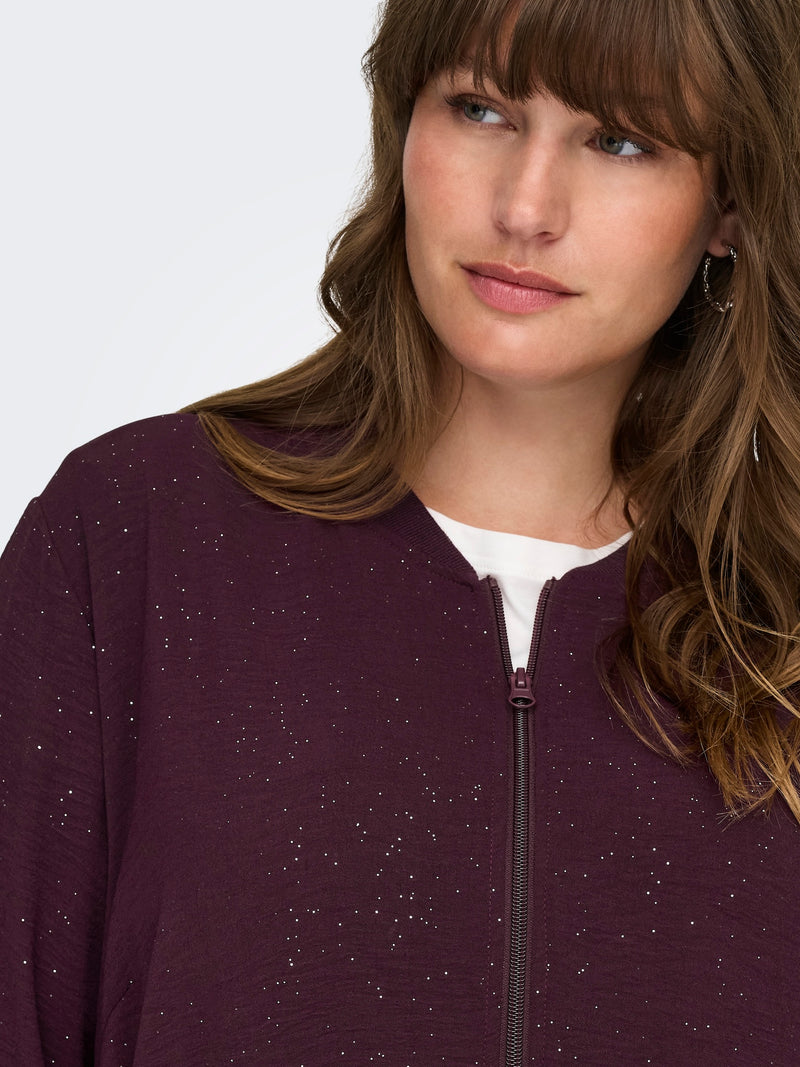 Leichte festliche Blousonjacke mit Glitzer Effekt - Bordeaux/Silber